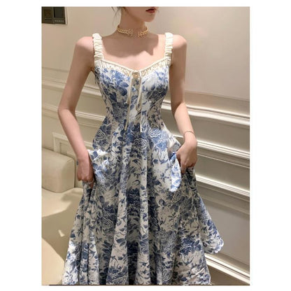 Retro Women Sleeveless  Floral Dress