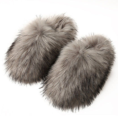 Fluffy Slippers Women's Home Fleece-lined Warm Artificial Fur