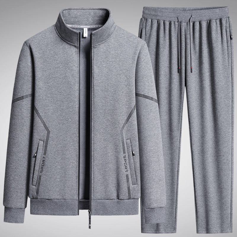 Two-piece Set Fleece-lined Men's Leisure Sports Suit