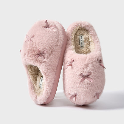 Cotton Slippers Women's Thick Bottom Fur Insulated Cotton-padded Shoes