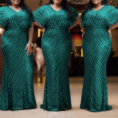 African Hot Style Twill Sequin Dress