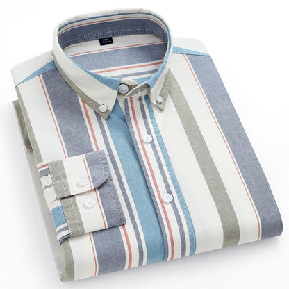 Striped Cotton Oxford Anti-wrinkle Casual Shirt For Men