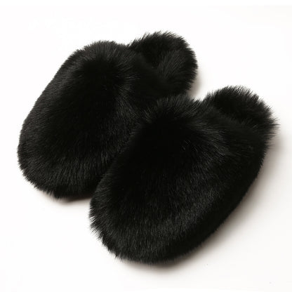 Fluffy Slippers Women's Home Fleece-lined Warm Artificial Fur