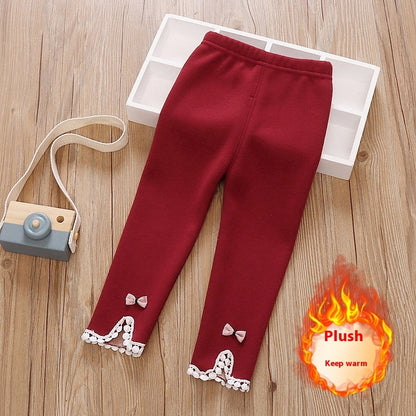 Girls' Fleece-lined Thickened Winter Single-layer Fleece-lined Pants