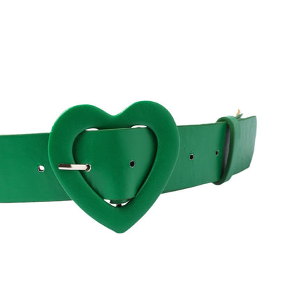 Wide Belt Heart-shaped Buckle Rose Red Decoration