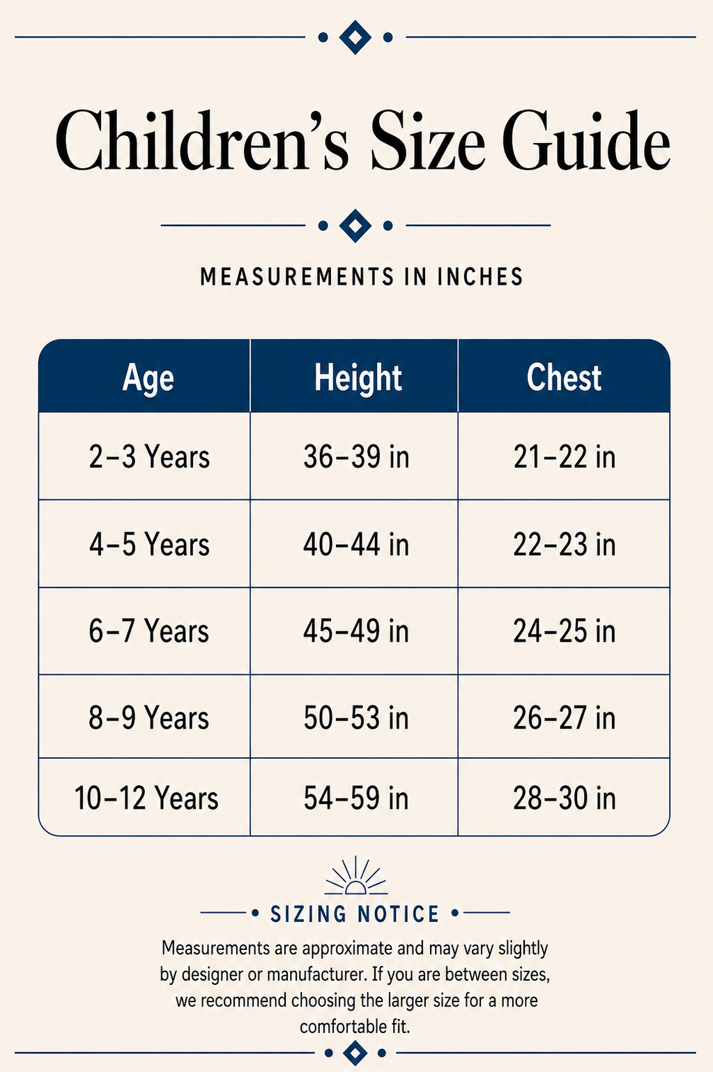 Children Size Chart