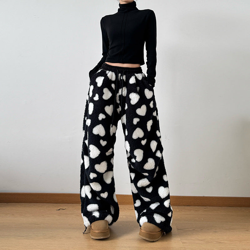 Polka Heart Dot Casual Jogger Pants