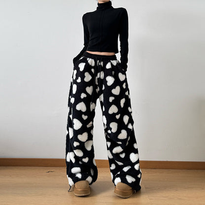 Polka Heart Dot Casual Jogger Pants