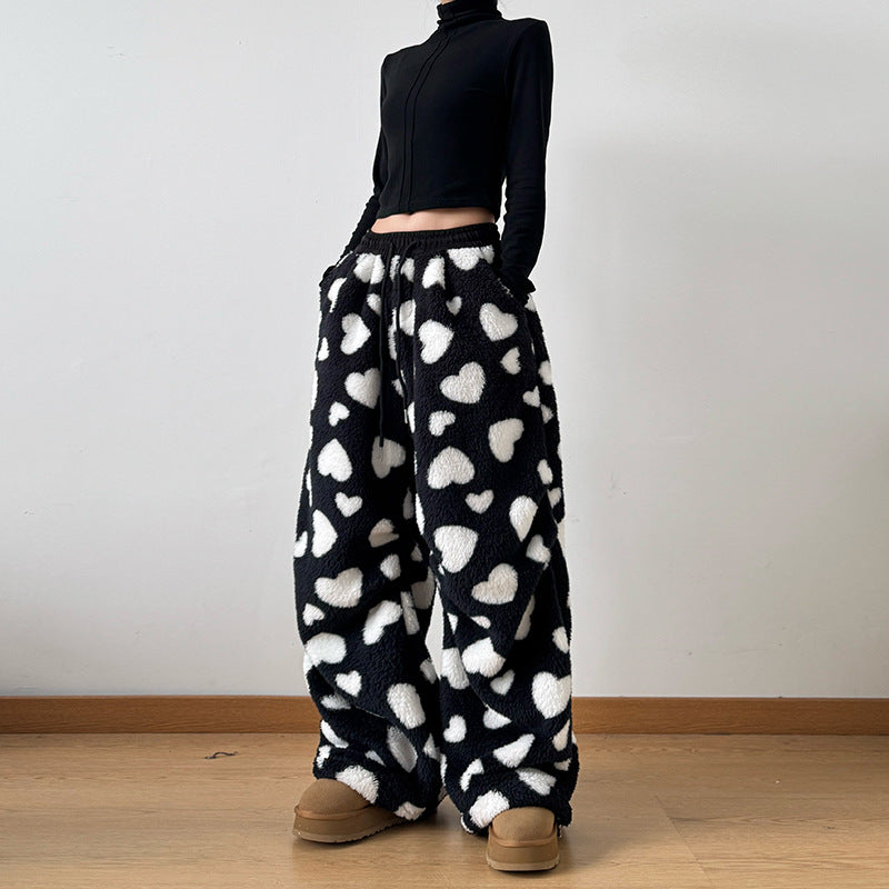 Polka Heart Dot Casual Jogger Pants