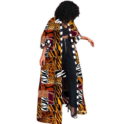 Long Floral Print Trench Coat