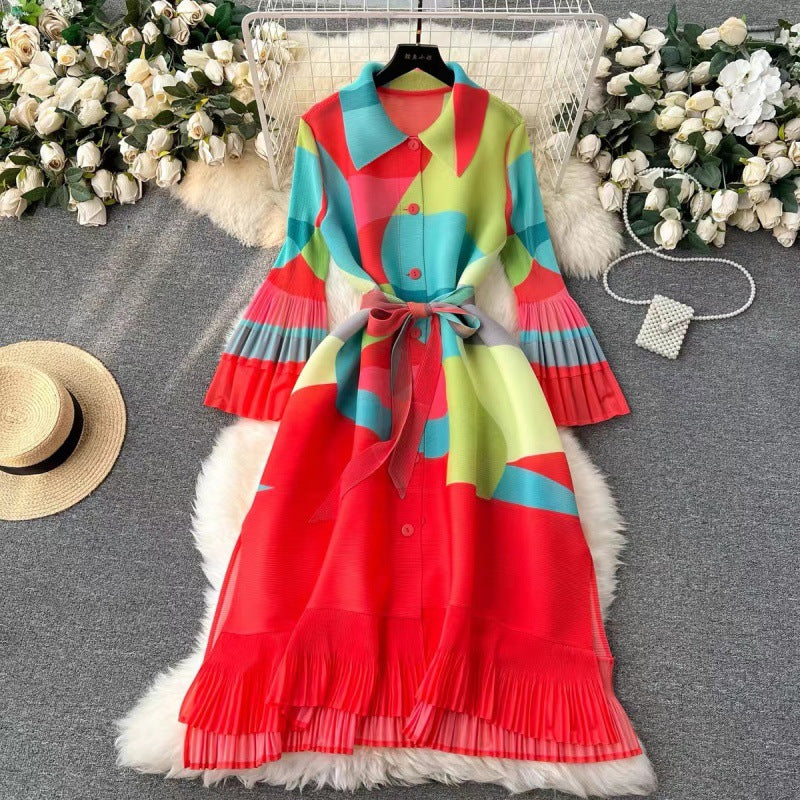 Retro Pleated Dress