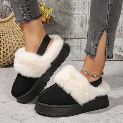 Winter Plush Home Slippers With Back-heeled Elastic Band