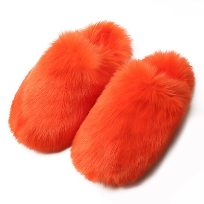 Fluffy Slippers Women's Home Fleece-lined Warm Artificial Fur