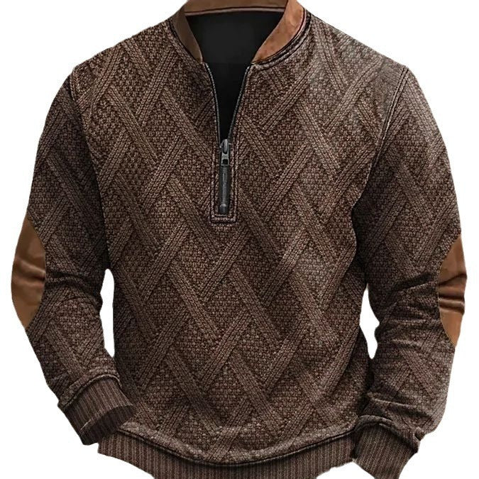 Autumn Winter Digital Printing Half Zipper Sweater For Men