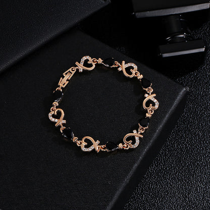 Love Bracelet With Rhinestones Fashion Temperament Heart-shaped Bracelet For Valentine's Day Gift