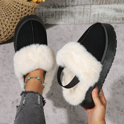 Winter Plush Home Slippers With Back-heeled Elastic Band