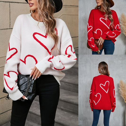 Hearts Pullover Big Sweater