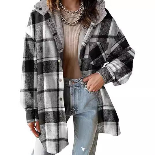 Women Flannel Plaid Jacket