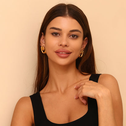 Stainless Steel 18K Gold Plating Geometric Stud Earrings
