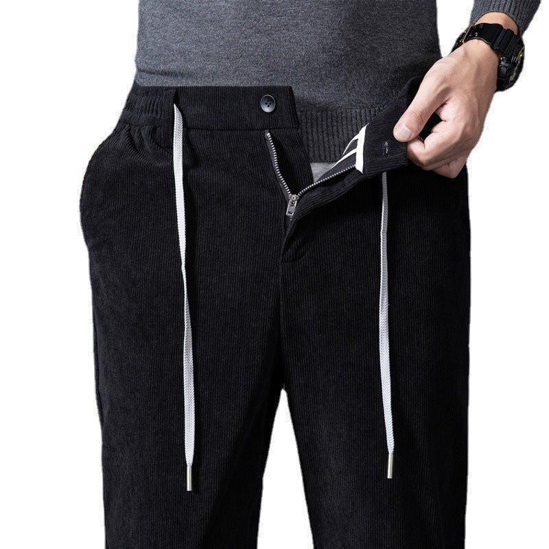 Thick Casual Pants Men's High Waist Slacks