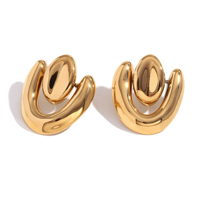 Stainless Steel 18K Gold Plating Geometric Stud Earrings