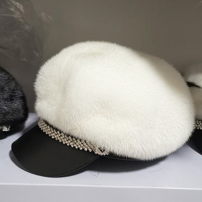 Women's Winter Mink Fur Fashion All-matching Beret