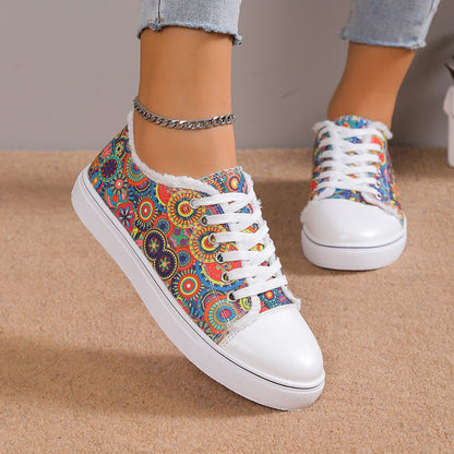 Versatile Flat Bottomed Lace Up Canvas Shoes