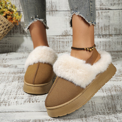 Winter Plush Home Slippers With Back-heeled Elastic Band