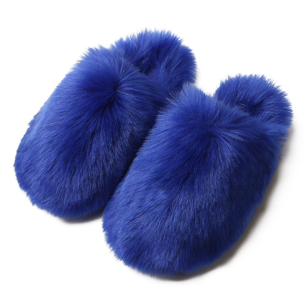 Fluffy Slippers Women's Home Fleece-lined Warm Artificial Fur