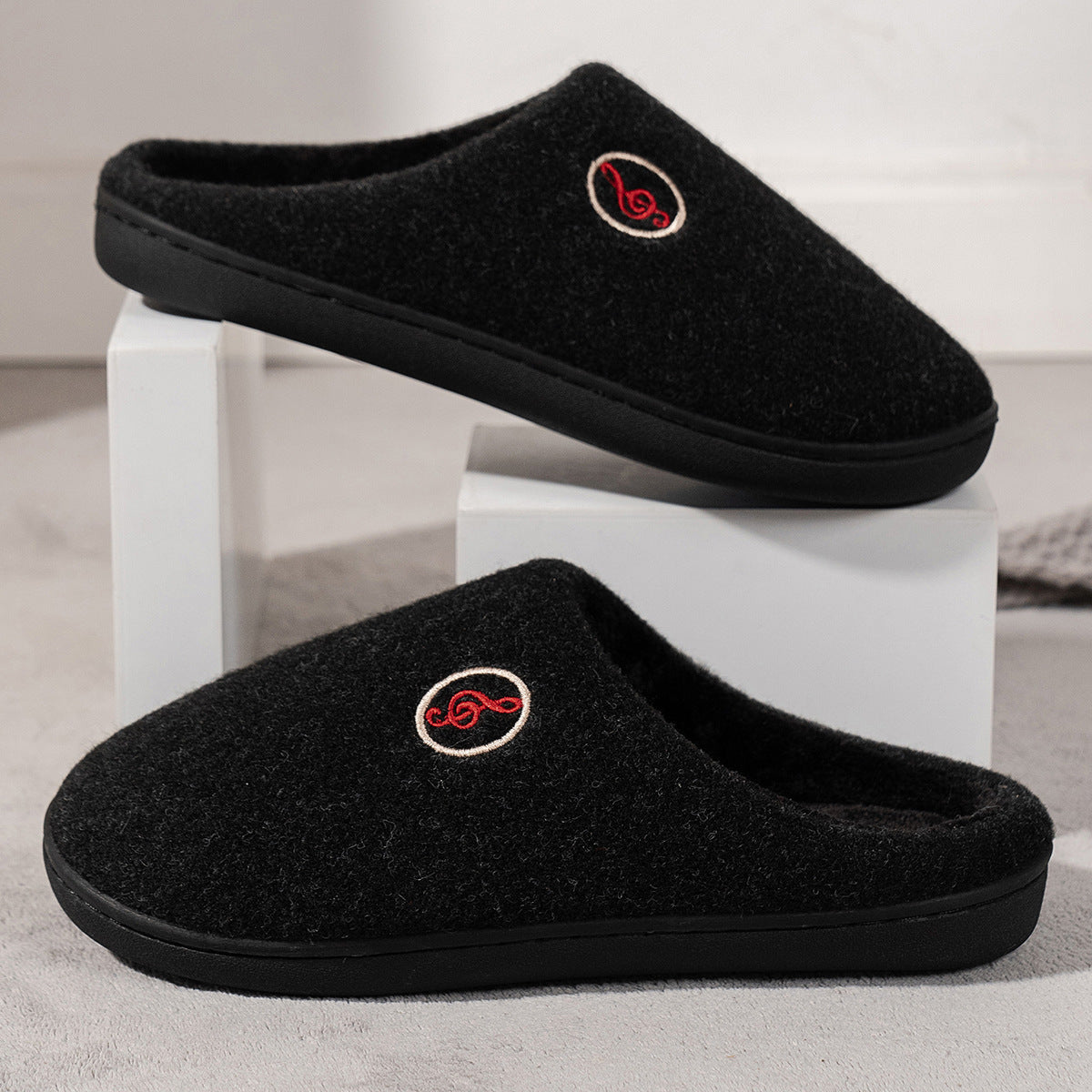 Warm Velvet Woolen Couple Non Slip Cotton Slippers