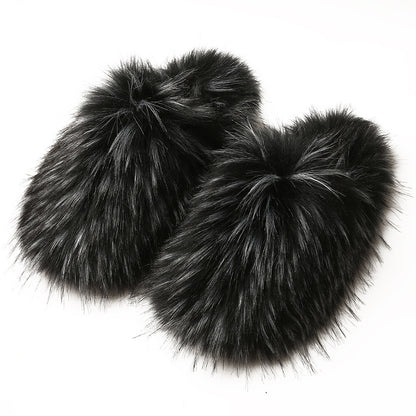 Fluffy Slippers Women's Home Fleece-lined Warm Artificial Fur