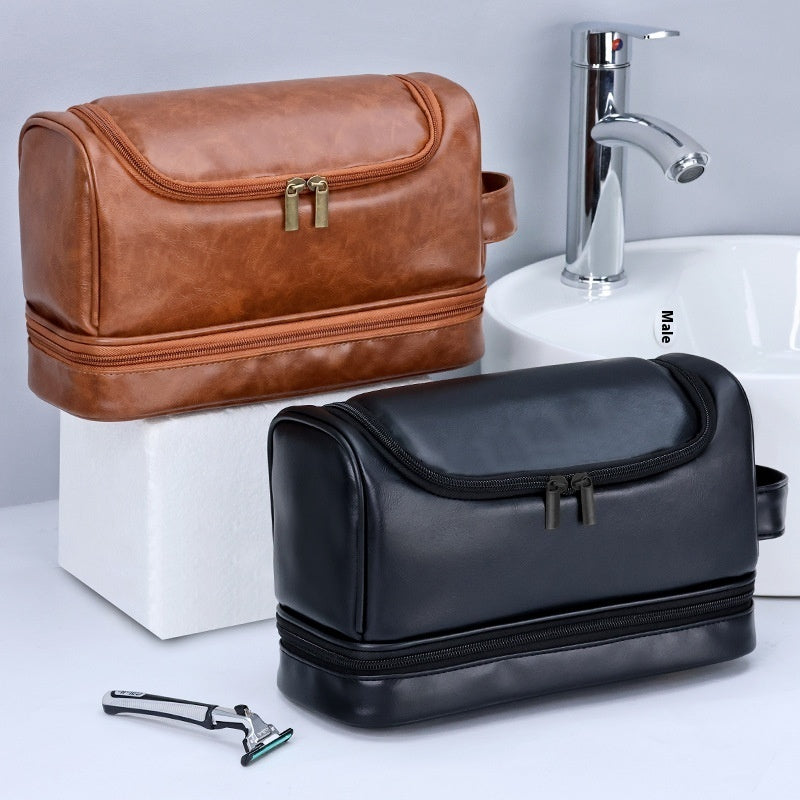 Men's Travel Leather Cosmetics Storage Bag