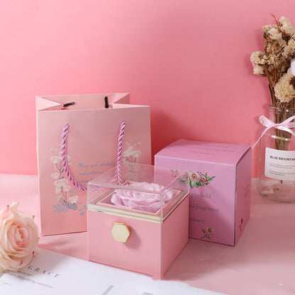 Rotating Eternity Rose Jewelry Box 2 in 1