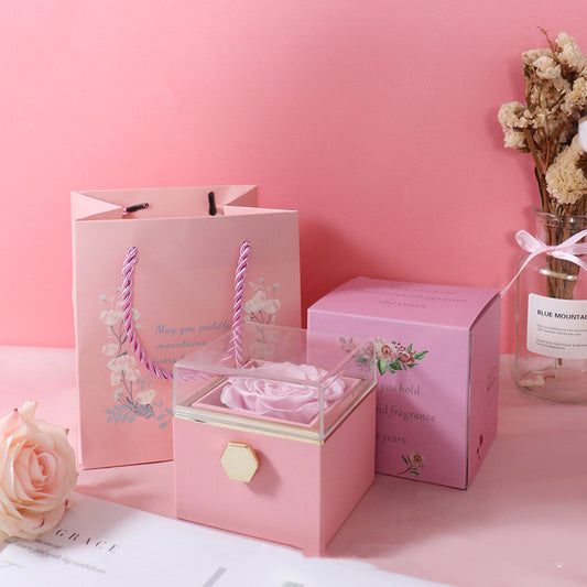 Rotating Eternity Rose Jewelry Box 2 in 1
