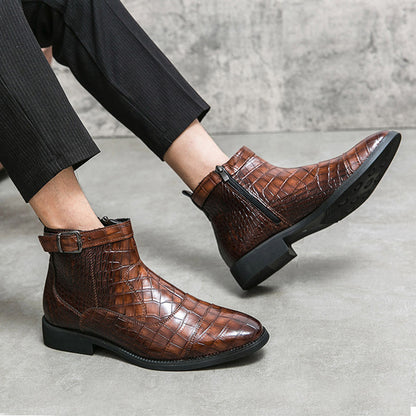Men's Crocodile Pattern Business Ankle Boots