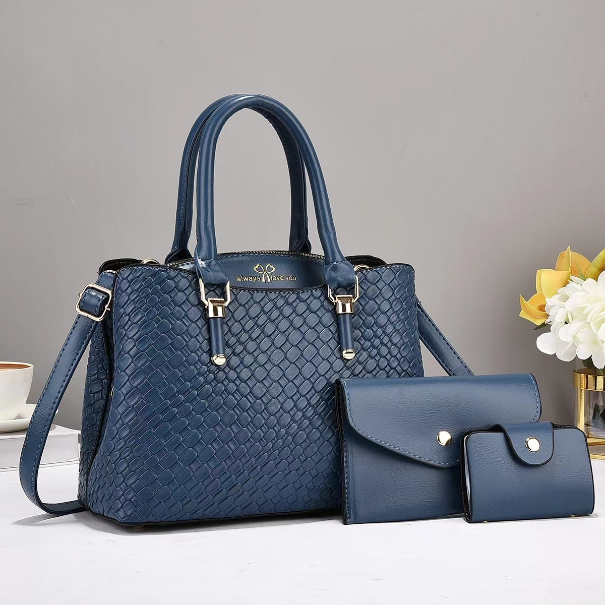 Woven Texture Three-piece Set Large Capacity One Shoulder Combination Bag