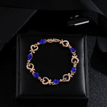 Love Bracelet With Rhinestones Fashion Temperament Heart-shaped Bracelet For Valentine's Day Gift