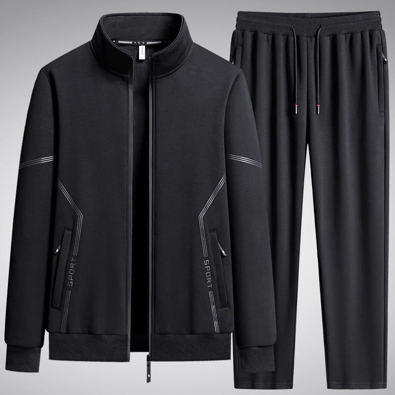 Two-piece Set Fleece-lined Men's Leisure Sports Suit