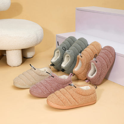 Home Button Linear Cotton Shoes Thickened Warm Non-slip Cotton Slippers