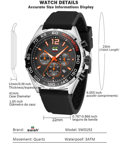 Quartz Watch Clock Six-pin Timing Sports Wrist