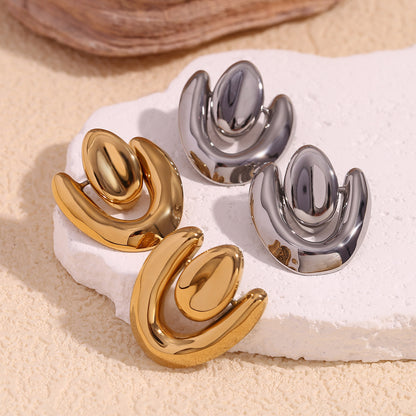 Stainless Steel 18K Gold Plating Geometric Stud Earrings