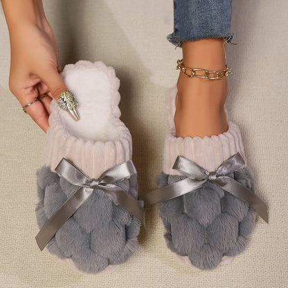 Fluffy Women's Indoor Warm Non-slip Plush Cotton Slippers