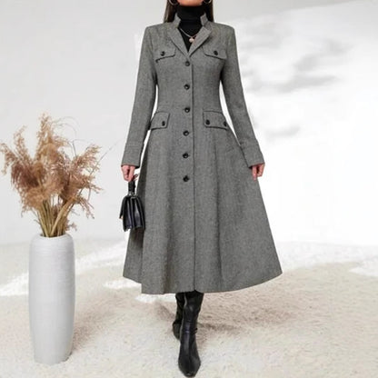 Women's Single-breasted Long-cut Coat