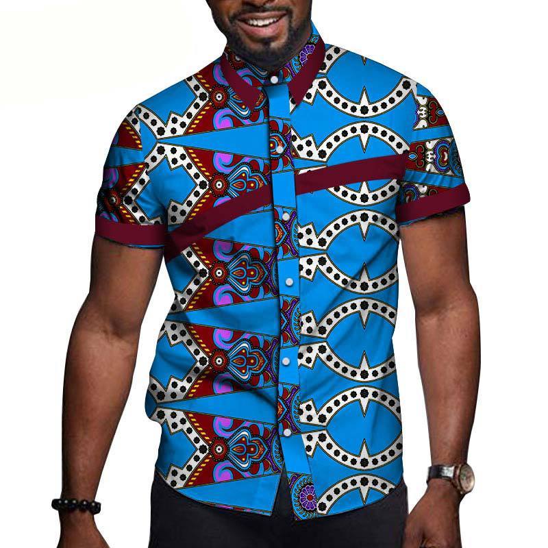 African Men Clothing Printed Short Sleeve Top T Shirt