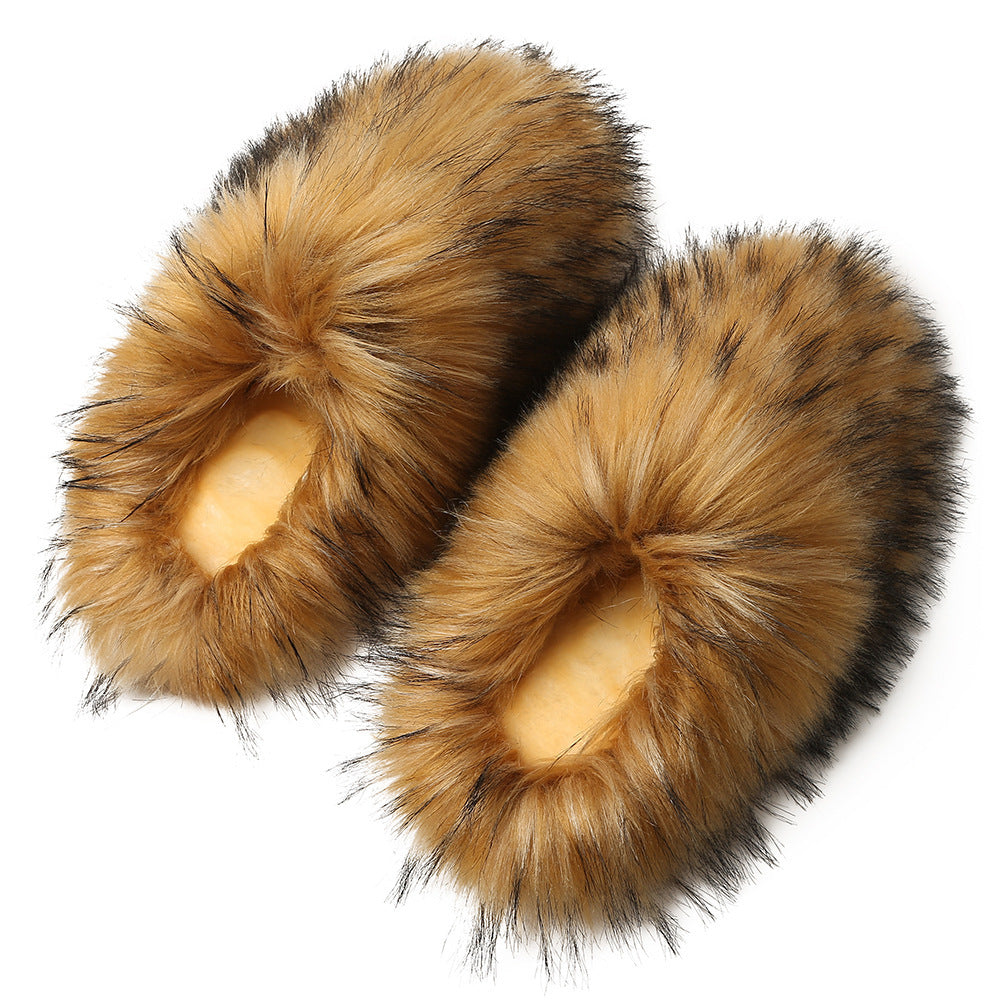 Fluffy Slippers Women's Home Fleece-lined Warm Artificial Fur