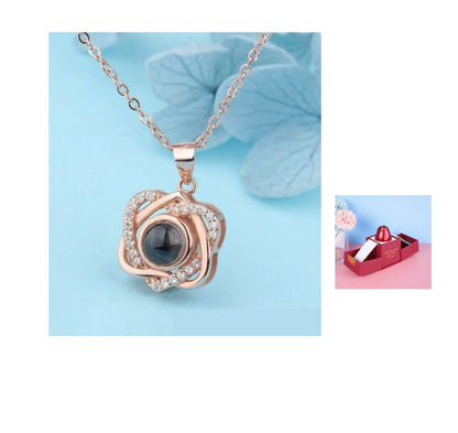 Metal Rose Jewelry Gift Box Necklace