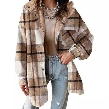 Women Flannel Plaid Jacket