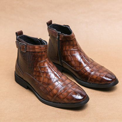 Men's Crocodile Pattern Business Ankle Boots