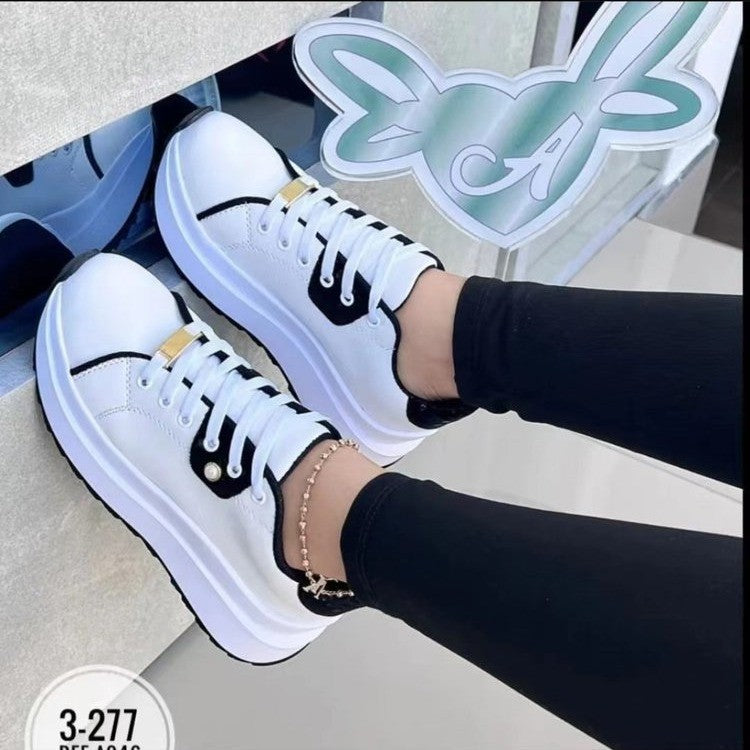 Women's Lace-up White Sneakers