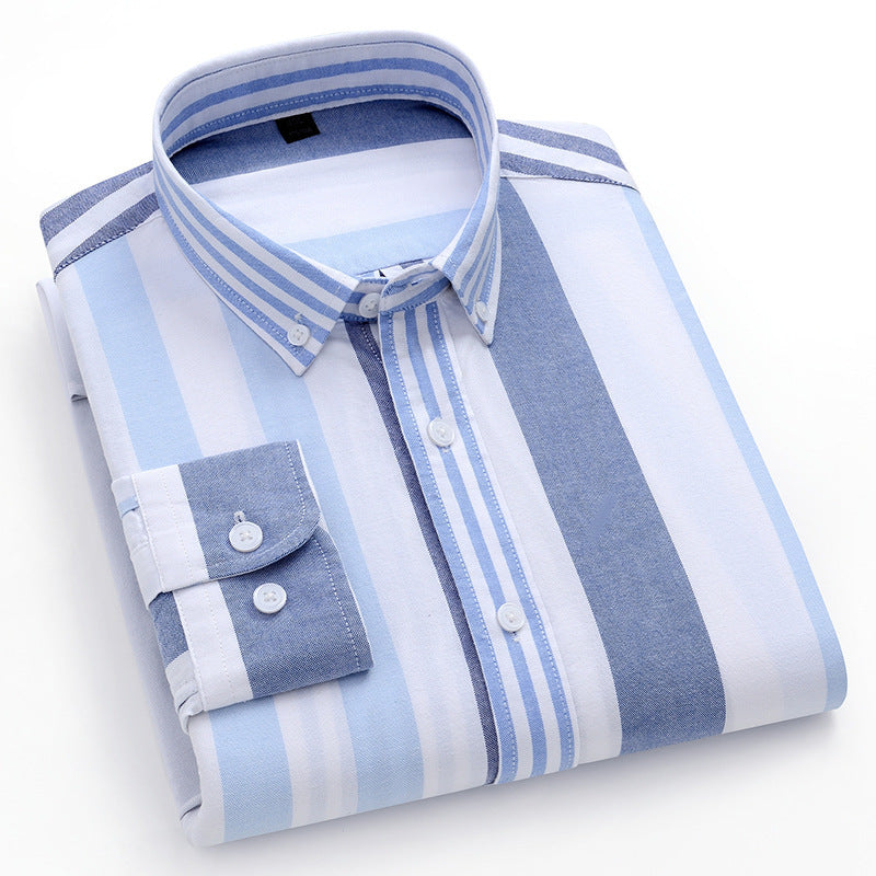 Striped Cotton Oxford Anti-wrinkle Casual Shirt For Men